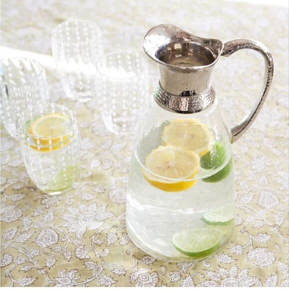 Hammered Glass Jug With Hammered Silver Spout And Handle 42oz - Picture 13 of 13